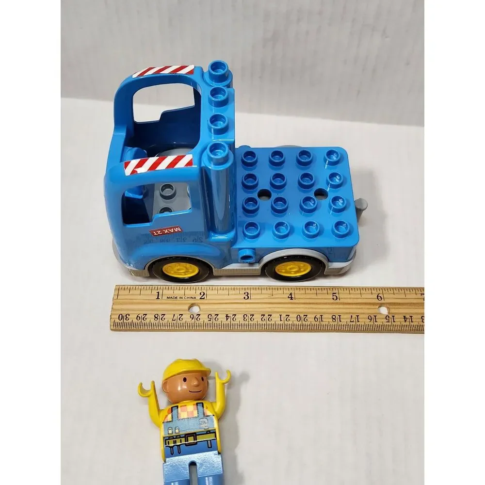 LEGO DUPLO Worker Figure with Blue Construction Truck